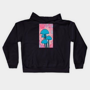 Groovy Blue Mushroom Quartet Kids Hoodie